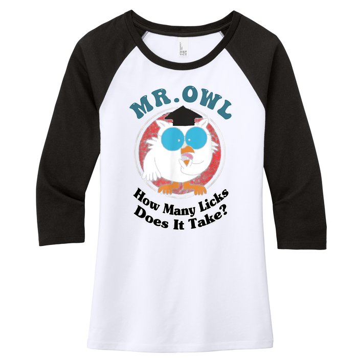 How Many Licks Does It Take Funny Owl Sarcastic Women's Tri-Blend 3/4-Sleeve Raglan Shirt