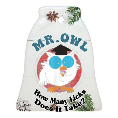 How Many Licks Does It Take Funny Owl Sarcastic Ceramic Bell Ornament