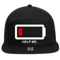 Help Me Low Battery 7 Panel Mesh Trucker Snapback Hat