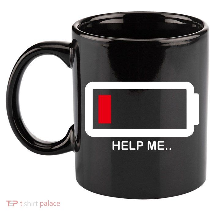 Help Me Low Battery 11oz C Handle Ceramic Mug