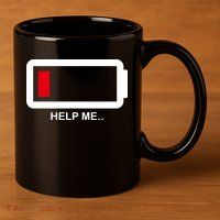 Help Me Low Battery 11oz C Handle Ceramic Mug