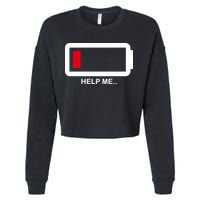 Help Me Low Battery Cropped Pullover Crew