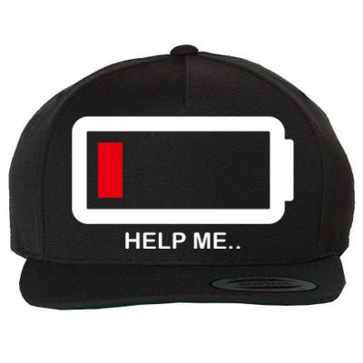 Help Me Low Battery Wool Snapback Cap