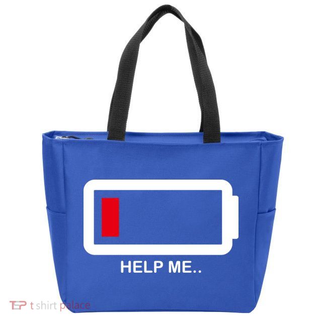 Help Me Low Battery Zip Tote Bag