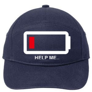 Help Me Low Battery 7-Panel Snapback Hat