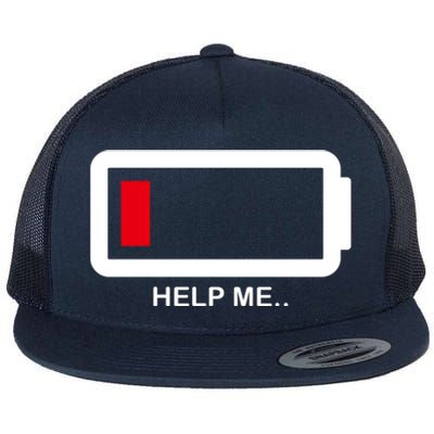 Help Me Low Battery Flat Bill Trucker Hat