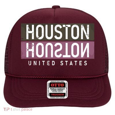 Houston Mirrored Logo High Crown Mesh Back Trucker Hat