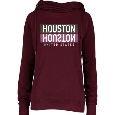 Houston Mirrored Logo Womens Funnel Neck Pullover Hood