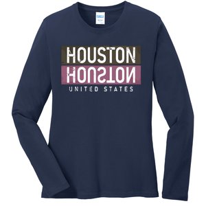 Houston Mirrored Logo Ladies Long Sleeve Shirt