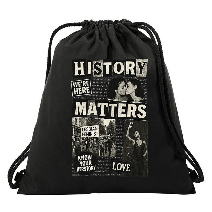History Matters Lesbian Feminist Pride Design Drawstring Bag