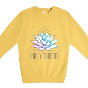 Heavily Meditated Lotus Minimalist Meditation Spiritual Gift Premium Crewneck Sweatshirt