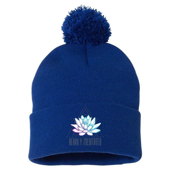 Heavily Meditated Lotus Minimalist Meditation Spiritual Gift Pom Pom 12in Knit Beanie