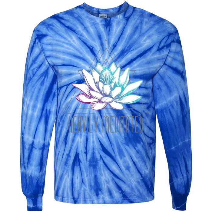 Heavily Meditated Lotus Minimalist Meditation Spiritual Gift Tie-Dye Long Sleeve Shirt