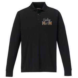 Hockey Mom Leopard Print Cheetah Ice Hockey Proud Mother Cool Gift Performance Long Sleeve Polo