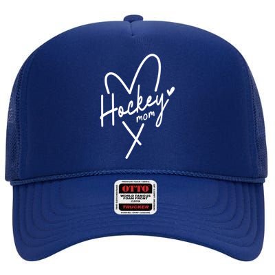 Hockey Mom Love Gift High Crown Mesh Back Trucker Hat