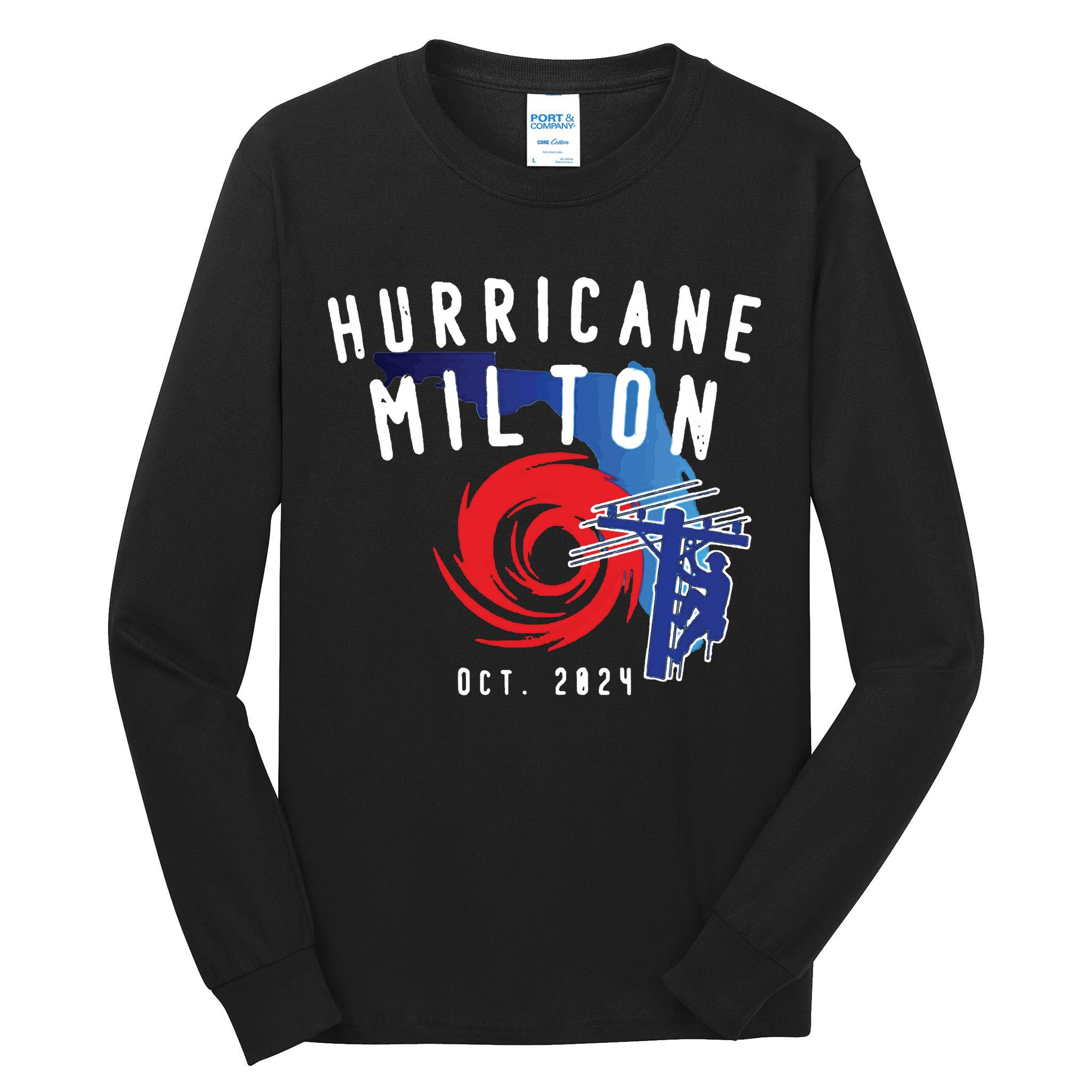 Hurricane Milton Lineman Storm  American Lineman Journeyman Tall Long Sleeve T-Shirt