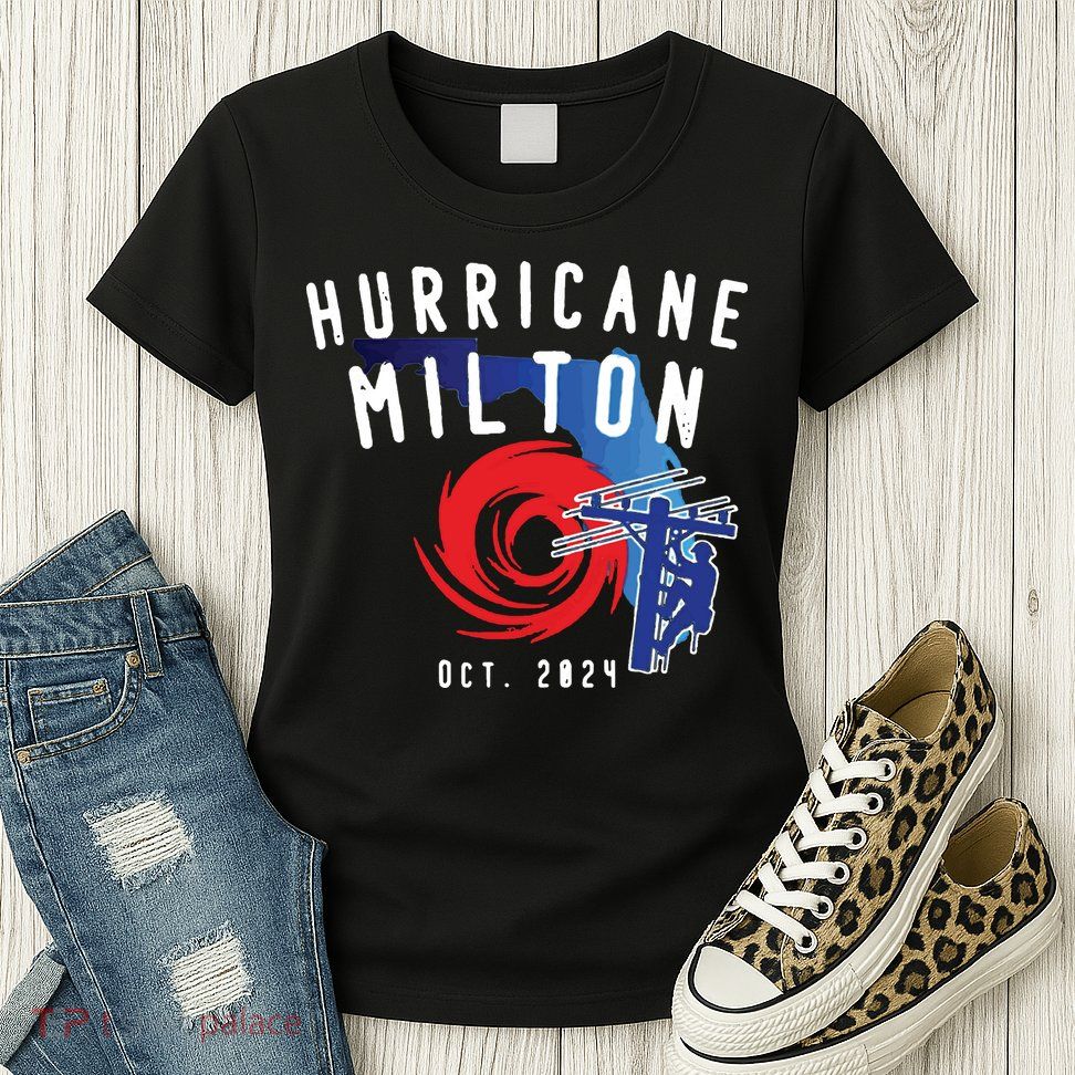 Hurricane Milton Lineman Storm  American Lineman Journeyman Womens T-Shirt