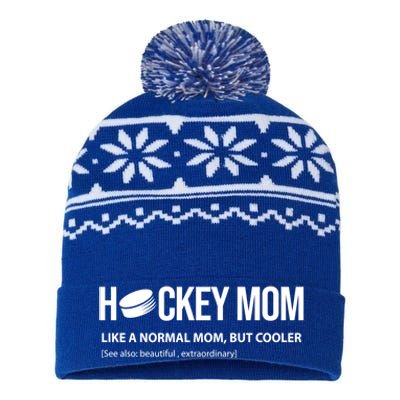 Hockey Mom Like A Normal Mom But Cooler Cool Gift USA-Made Snowflake Beanie