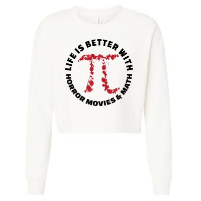 Horror Movie Lover Math Enthusiasts Cool Gift Pi Symbol Pi Day Art Cute Gift Cropped Pullover Crew