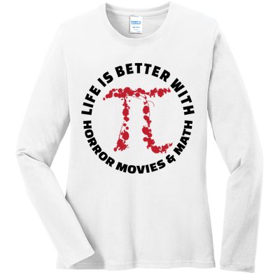 Horror Movie Lover Math Enthusiasts Cool Gift Pi Symbol Pi Day Art Cute Gift Ladies Long Sleeve Shirt