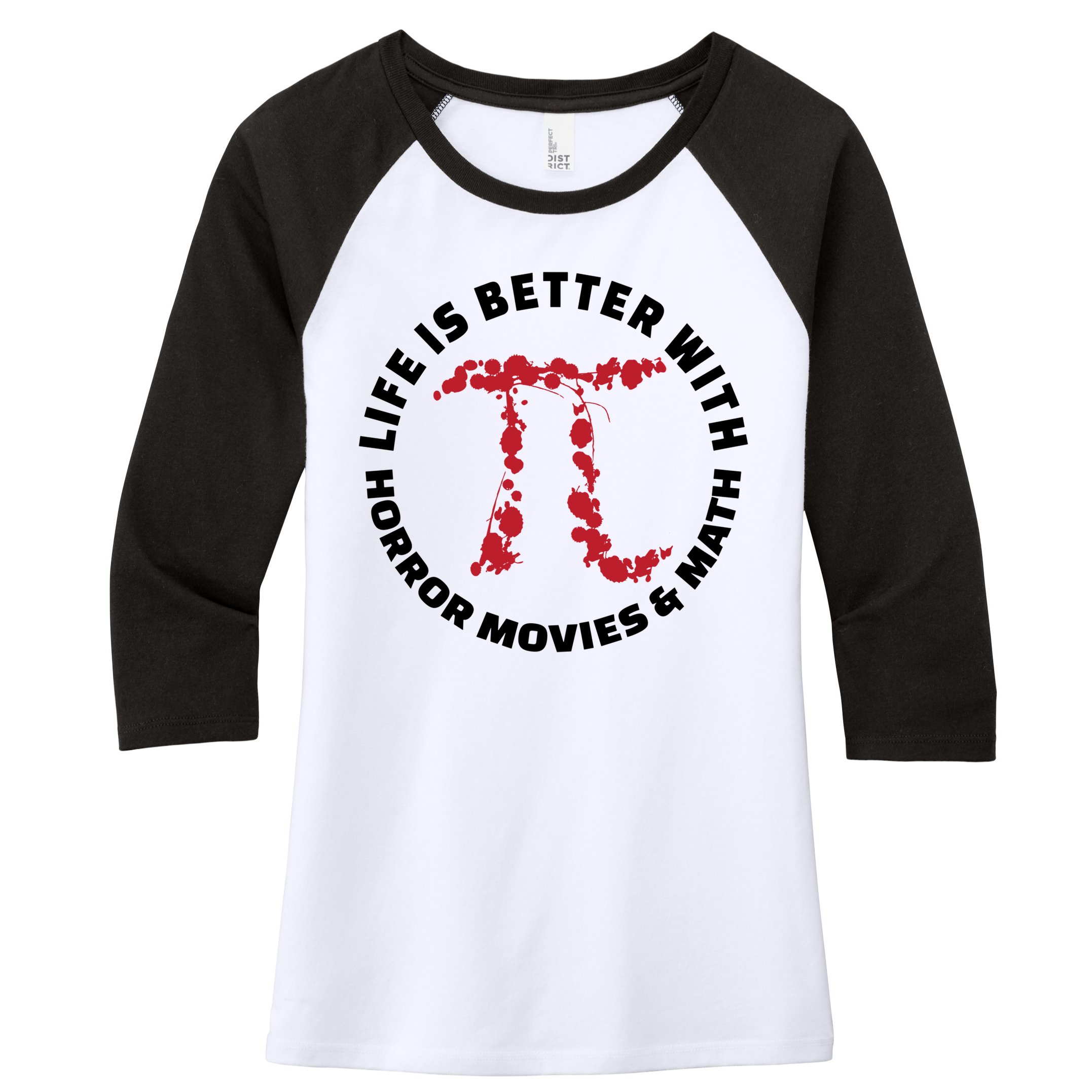 Horror Movie Lover Math Enthusiasts Cool Gift Pi Symbol Pi Day Art Cute Gift Women's Tri-Blend 3/4-Sleeve Raglan Shirt