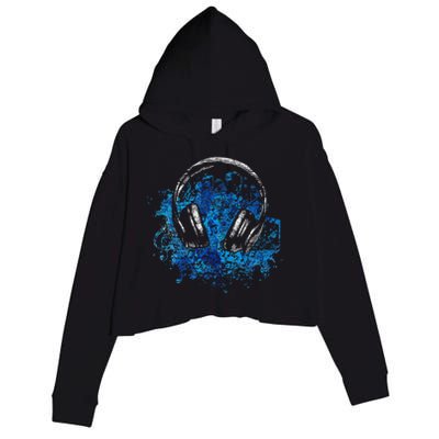 Headphones Music Lover Gift Musican Music Crop Fleece Hoodie