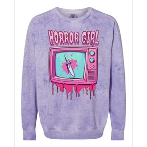 Horror Movie Lover Pastel Goth Slasher Pink Retro Tv Scary Colorblast Crewneck Sweatshirt