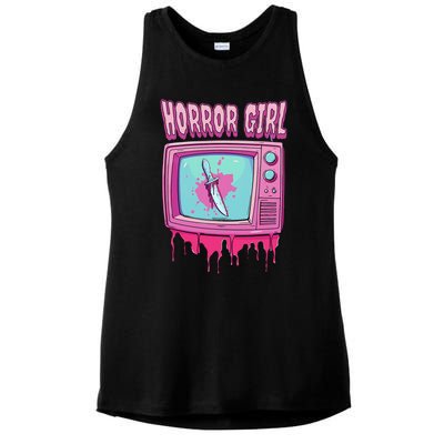 Horror Movie Lover Pastel Goth Slasher Pink Retro Tv Scary Ladies PosiCharge Tri-Blend Wicking Tank