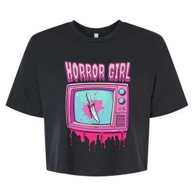 Horror Movie Lover Pastel Goth Slasher Pink Retro Tv Scary Bella+Canvas Jersey Crop Tee