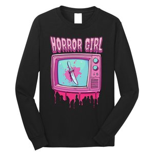 Horror Movie Lover Pastel Goth Slasher Pink Retro Tv Scary Long Sleeve Shirt