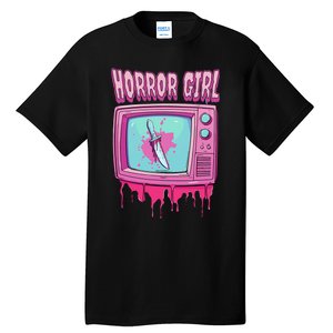 Horror Movie Lover Pastel Goth Slasher Pink Retro Tv Scary Tall T-Shirt