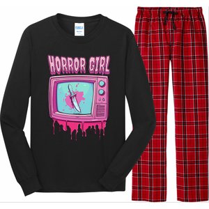 Horror Movie Lover Pastel Goth Slasher Pink Retro Tv Scary Long Sleeve Pajama Set