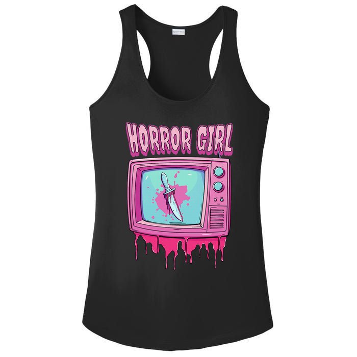 Horror Movie Lover Pastel Goth Slasher Pink Retro Tv Scary Ladies PosiCharge Competitor Racerback Tank