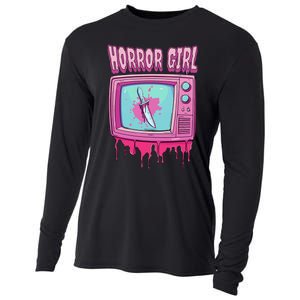 Horror Movie Lover Pastel Goth Slasher Pink Retro Tv Scary Cooling Performance Long Sleeve Crew