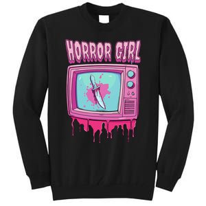 Horror Movie Lover Pastel Goth Slasher Pink Retro Tv Scary Tall Sweatshirt