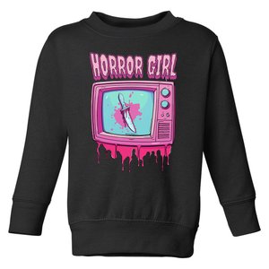 Horror Movie Lover Pastel Goth Slasher Pink Retro Tv Scary Toddler Sweatshirt