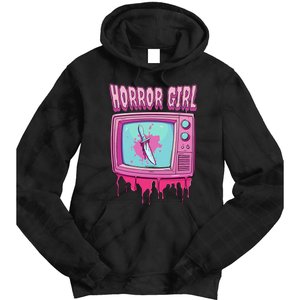 Horror Movie Lover Pastel Goth Slasher Pink Retro Tv Scary Tie Dye Hoodie