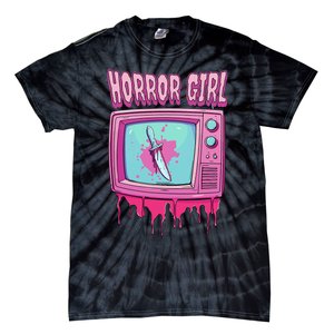 Horror Movie Lover Pastel Goth Slasher Pink Retro Tv Scary Tie-Dye T-Shirt