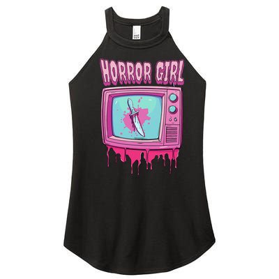 Horror Movie Lover Pastel Goth Slasher Pink Retro Tv Scary Women’s Perfect Tri Rocker Tank