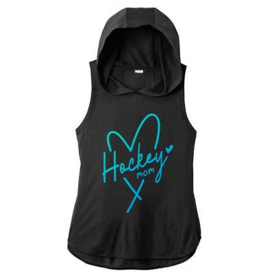 Hockey Mom Love Gift Ladies PosiCharge Tri-Blend Wicking Draft Hoodie Tank