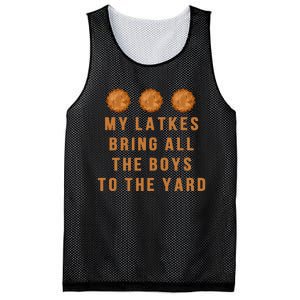 Hanukkah My Latkes Bring All The To The Yard Menorah  Mesh Reversible Basketball Jersey Tank