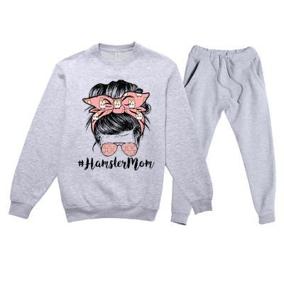 Hamster Mom Life Messy Bun Hair Mothers Day Hamster Mom Premium Crewneck Sweatsuit Set