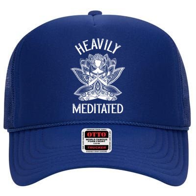 Heavily Meditated Lotus Spiritual Meditating Gift High Crown Mesh Back Trucker Hat