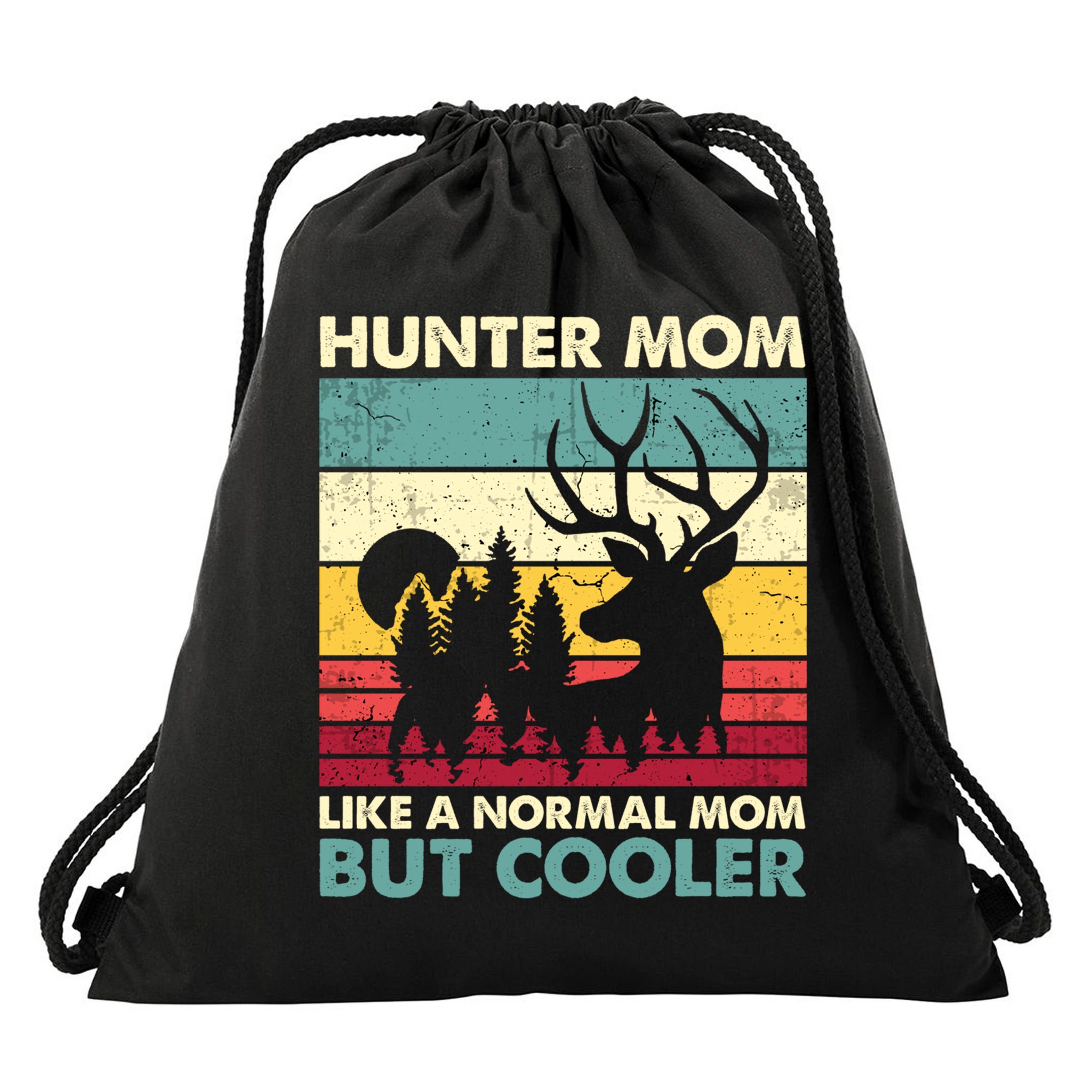 Hunter Mom Like Normal Mom But Cooler Retro Funny Hunting Gift Drawstring Bag