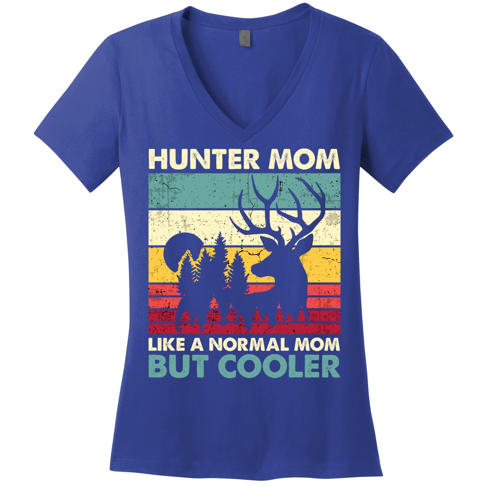 Hunter Mom Like Normal Mom But Cooler Retro Funny Hunting Gift Women's V-Neck T-Shirt