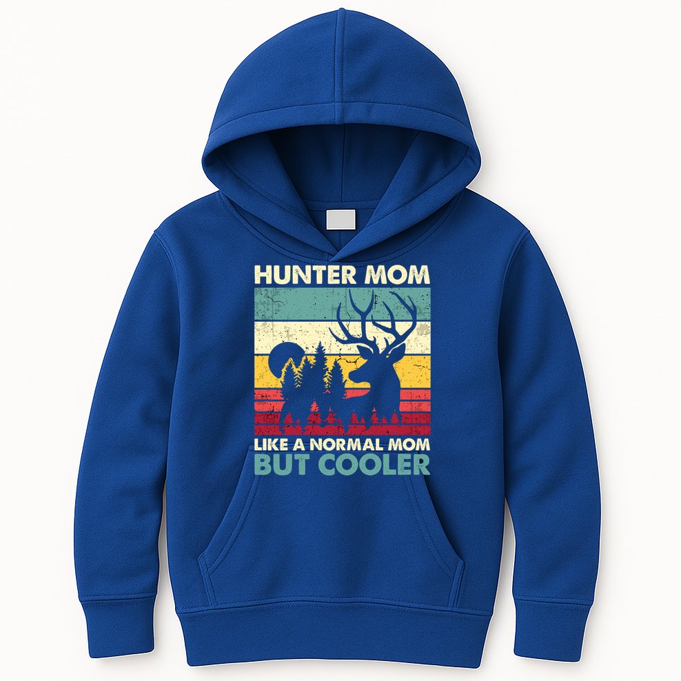 Hunter Mom Like Normal Mom But Cooler Retro Funny Hunting Gift Kids Hoodie