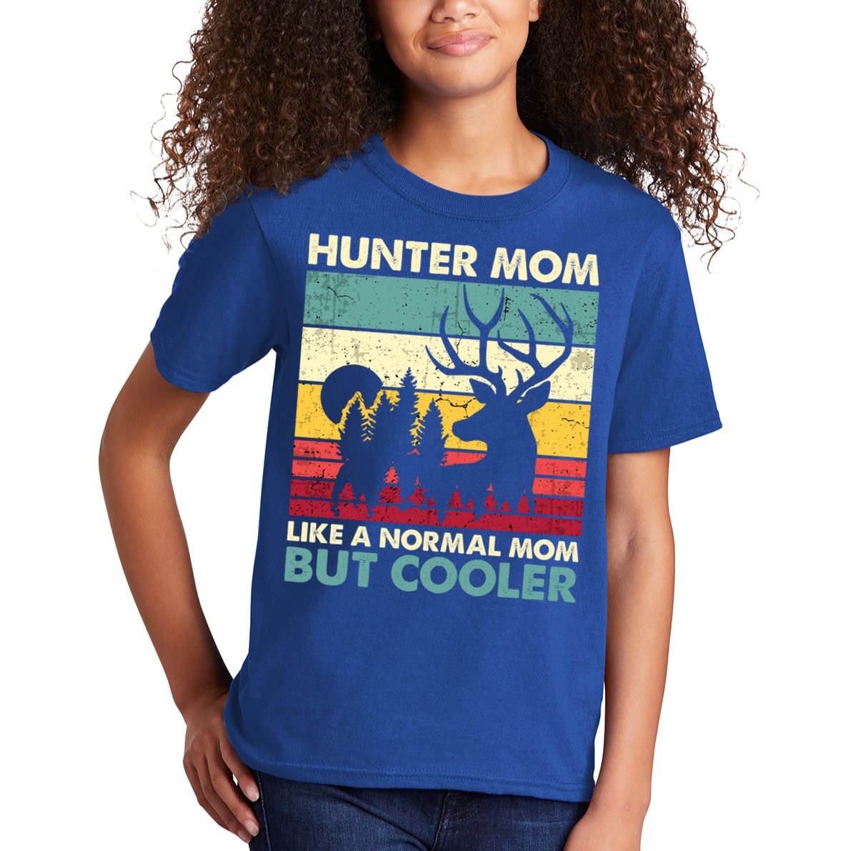 Hunter Mom Like Normal Mom But Cooler Retro Funny Hunting Gift Kids T-Shirt