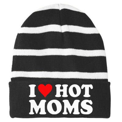 Hot Moms Love Striped Beanie with Solid Band