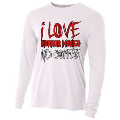 Horror Movie Lover I Love Horror Movies And Coffee Cooling Performance Long Sleeve Crew