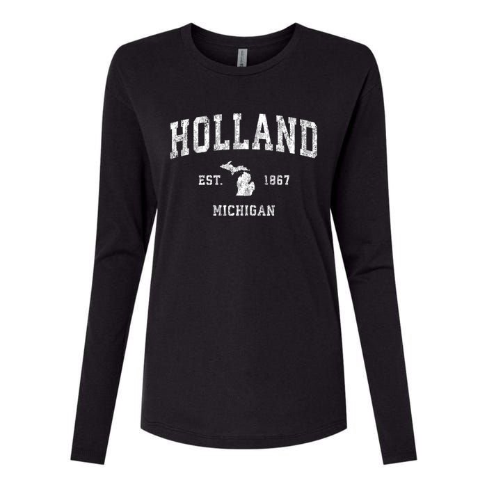 Holland Michigan Mi Vintage Athletic Sports Womens Cotton Relaxed Long Sleeve T-Shirt